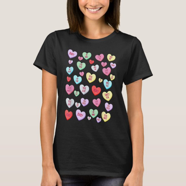 Camiseta Candy Heart Love Valentine's Day Boys Girls Kids (Frente)