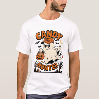 Camiseta Candy Hunter Halloween Fantasma Balde de Abóbora_1