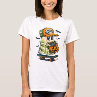 Camiseta Candy Hunter Skateboard Ghost Halloween T-Shirt