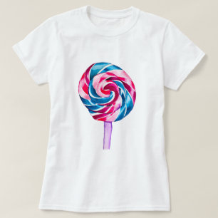 Camiseta Candy lollipop aquarela doce arte