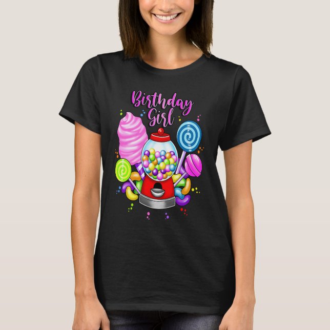 Camiseta Candy Machine Birthday Girl Sweet Candyland Matchi (Frente)