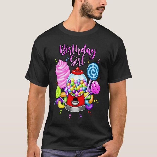 Camiseta Candy Machine Birthday Girl Sweet Candyland Matchi (Frente)