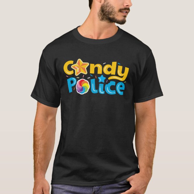 Camiseta Candy Police Cute  Trick Or Treat Halloween Costum (Frente)