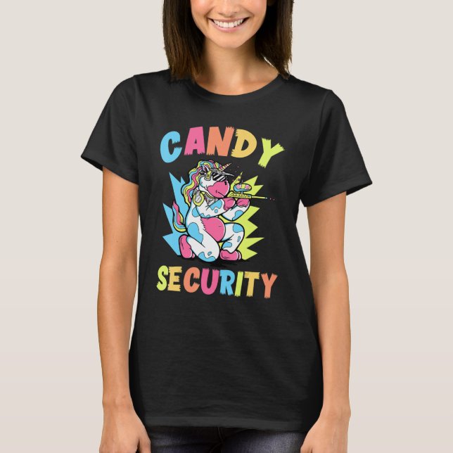 Camiseta Candy Security Easy Unicorn Halloween Costume Para (Frente)
