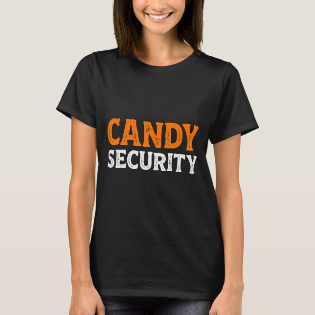 Camiseta Candy Security Funny Easy Lazy Halloween Dad Mom P (Frente)