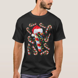 Camiseta Candy Vermelho E Branco Cana De Natal Engraçado Xm
