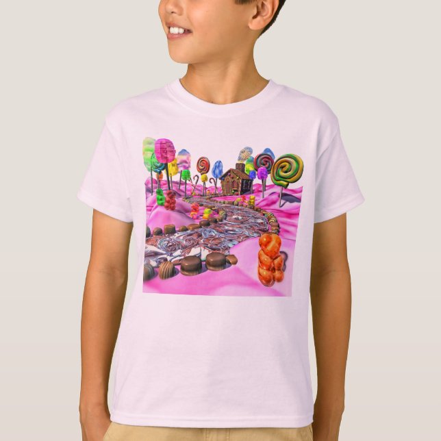 Camiseta Candyland cor-de-rosa (Frente)