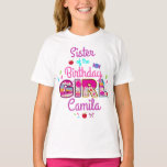 Camiseta Candyland Sister of the Birthday Girl | pirulito<br><div class="desc">Comemore o aniversário com esta camiseta especial,  design personalizada</div>