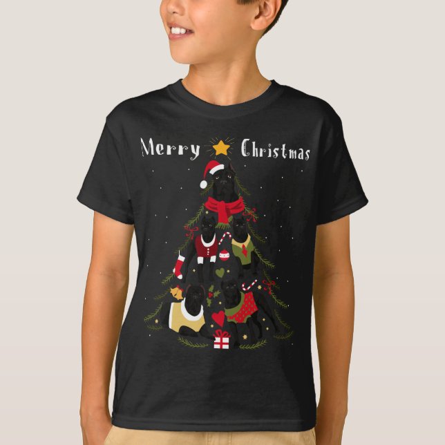 Camiseta Cane Corso Árvore de Natal sobra Cão Xmas (Frente)