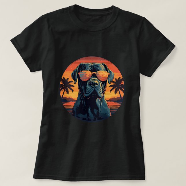 Camiseta Cane Corso Com Óculos De Sol Presa Canario 14 (Frente do Design)