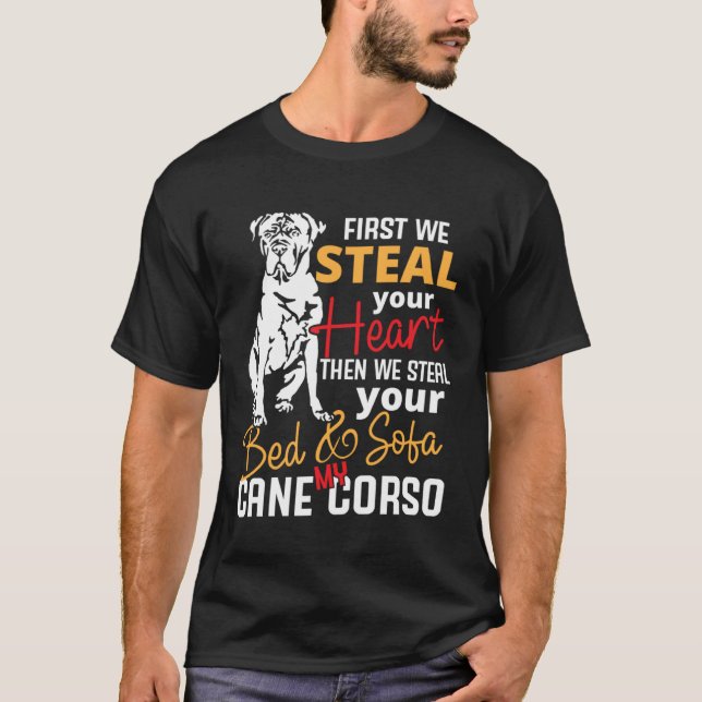 Camiseta Cane Corso Heart Bed Sofa  Slogan (Frente)
