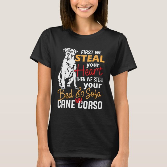 Camiseta Cane Corso Heart Bed Sofa Slogan (Frente)