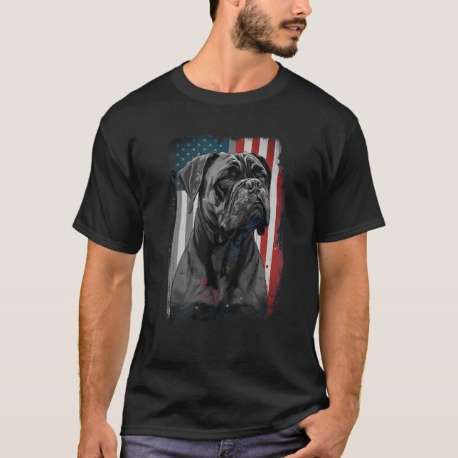 Camiseta Cane Corso Italian Mastiff Dog Patriotic USA Ameri (Frente)