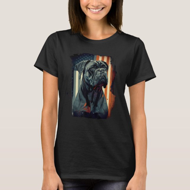 Camiseta Cane Corso Italian Mastiff Dog Patriotic USA Ameri (Frente)