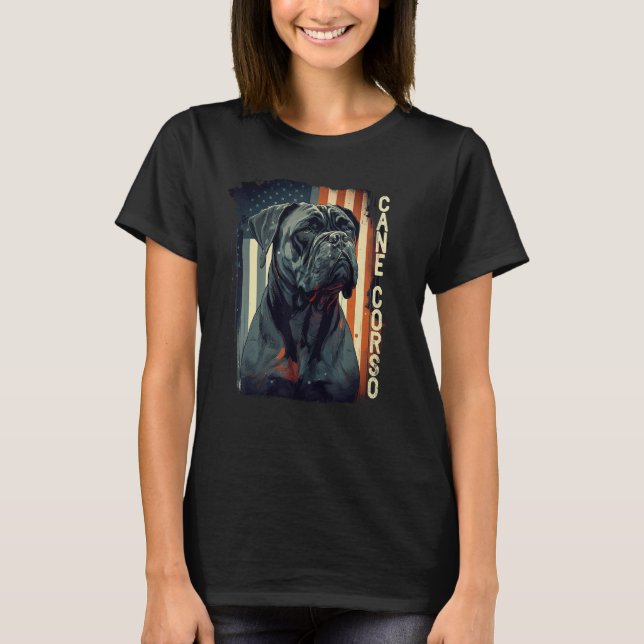 Camiseta Cane Corso Italiano Mastiff Dog Patriotic USA Amer (Frente)