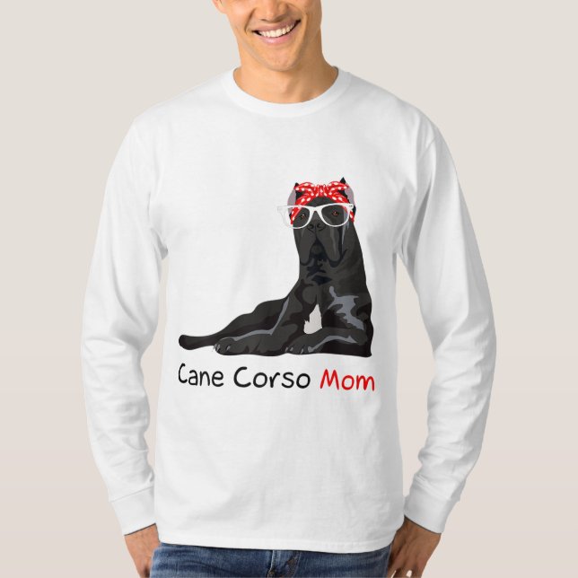 Camiseta Cane Corso Mãe Bandana Mulher Cane Corso Cão (Frente)