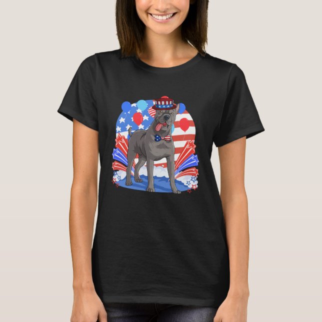 Camiseta Cane Corso Merica 4th of July American Flag Patrio (Frente)