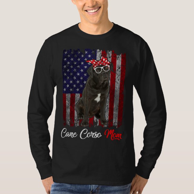 Camiseta Cane Corso Mom American Flag (Frente)