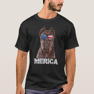 Camiseta Cane Corso Sunglass American Flag 4th Of Jul
