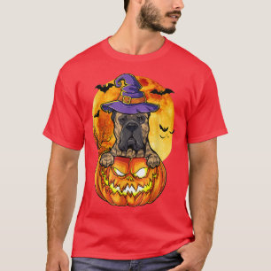 Camiseta Cane Corso Witch Pumpkin Cão de Halloween Engraçad