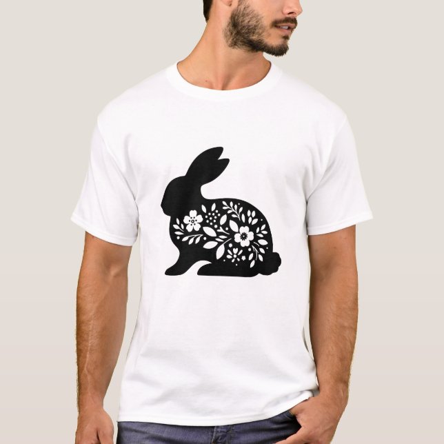 Camiseta Caneca com Estêncil de Coelho Floral – Café de Coe (Frente)