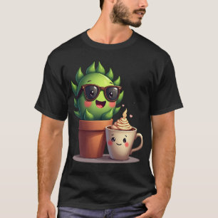 Camiseta Caneca de Adesivo Kawaii de Planta Suculenta Feliz