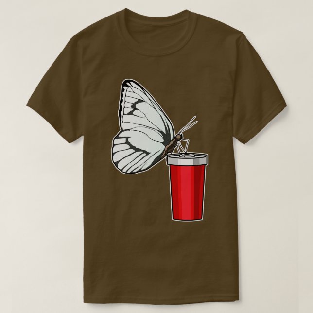 Camiseta Caneca de Bebendo borboleta (Frente do Design)