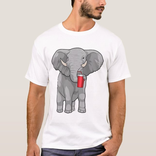 Camiseta Caneca de Bebendo elefante (Frente)