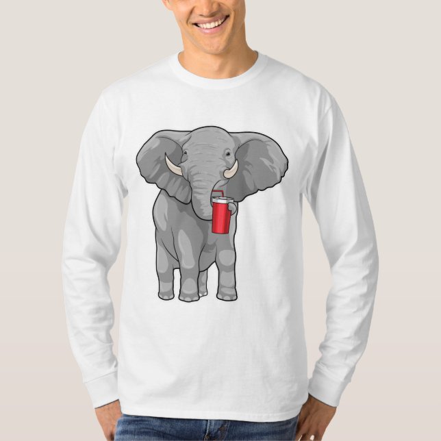Camiseta Caneca de Bebendo elefante (Frente)