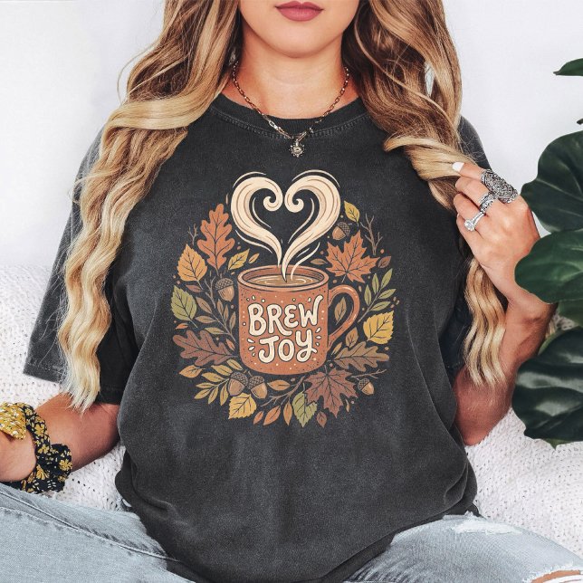 Camiseta Caneca de Café Brew Joy Folhas de Outono Design de (Criador carregado)