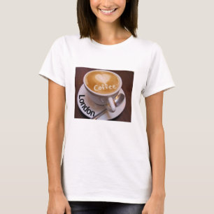 Camiseta Caneca de Café Cappuccino Coração Amor Lo