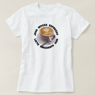 Camiseta Caneca de Café Cappuccino Love Heart Lond