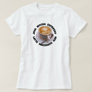 Camiseta Caneca de Café Cappuccino Roma Coração Am