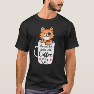 Camiseta Caneca de Café de Gato Laranja Divertida - Present