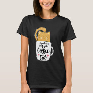 Camiseta Caneca de Café de Gato Laranja Engraçado Amante de