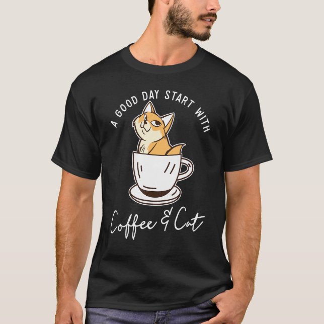 Camiseta Caneca de Café de Gato Laranja Gato (Frente)