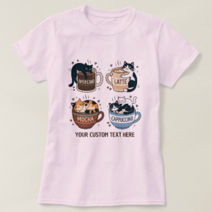 Camiseta Caneca de Café Gatinho Fofo Gráficos Divertidos