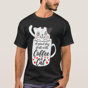 Camiseta Caneca de Café Gato Gato Entusiasta do Café de Ga