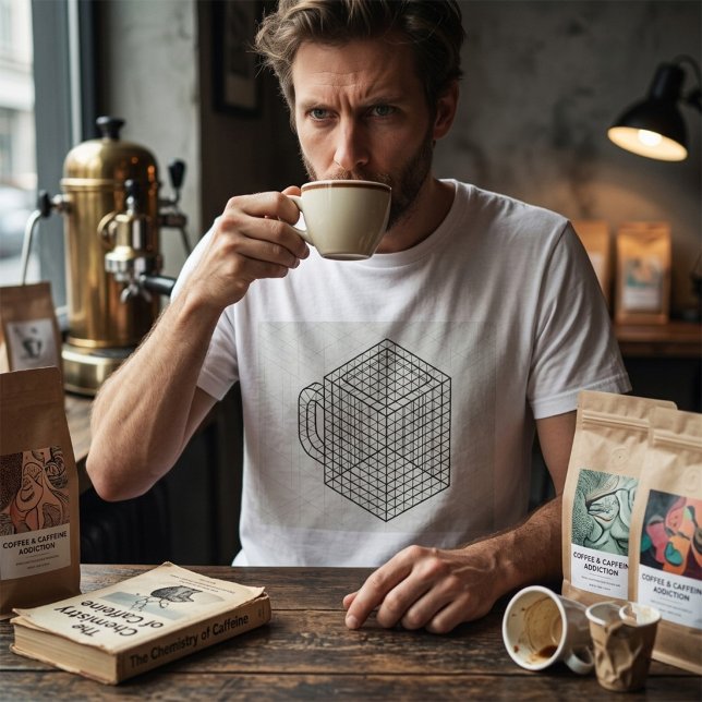 Camiseta Caneca de Café Geométrica Arte de Grade Isométrica (Criador carregado)