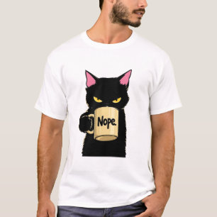Camiseta Caneca de Café Nope Cat – Gato Preto Engraçado com