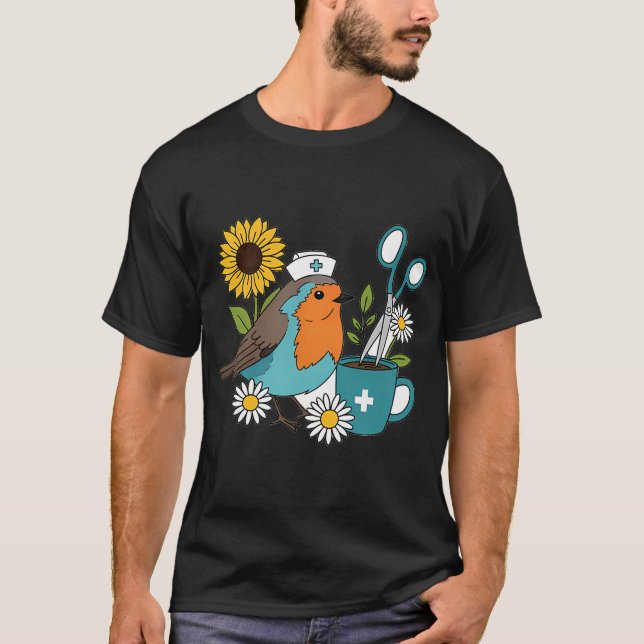 Camiseta Caneca de café Robin e presente de tesoura de enfe (Frente)