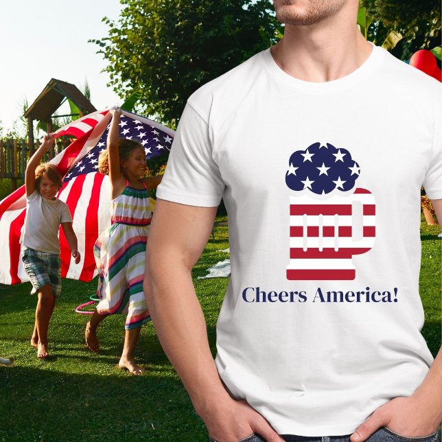 Camiseta Caneca de cerveja Cheers America da bandeira ameri (Criador carregado)