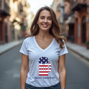 Camiseta Caneca de Cerveja da Bandeira Americana de 4 de Ju