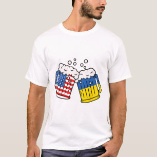 Camiseta Caneca de cerveja da bandeira da Ucrânia americana