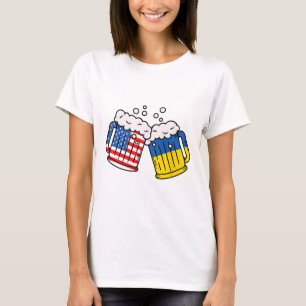 Camiseta Caneca de cerveja da bandeira da Ucrânia americana