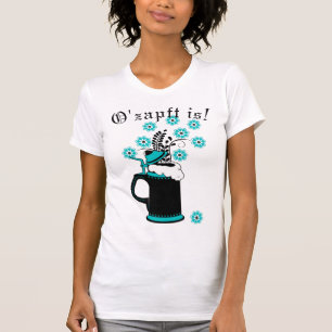 Camiseta Caneca de cerveja de Cerveja Negra e Teal e Flores