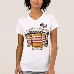 Camiseta Caneca de Cerveja Patriótica Design Vetorial Vinta