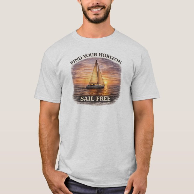 Camiseta Caneca de Vela ao Pôr do Sol Vela Livre Oceano Nau (Frente)