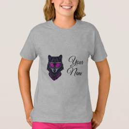 Camiseta Caneca Personalizável com Nome Lobo Cyberpunk Neon