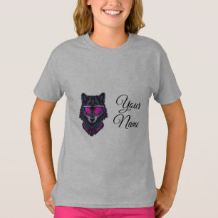 Camiseta Caneca Personalizável com Nome Lobo Cyberpunk Neon